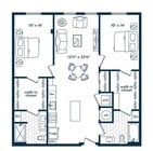 Two Bedroom Two Bath (1137 SF)