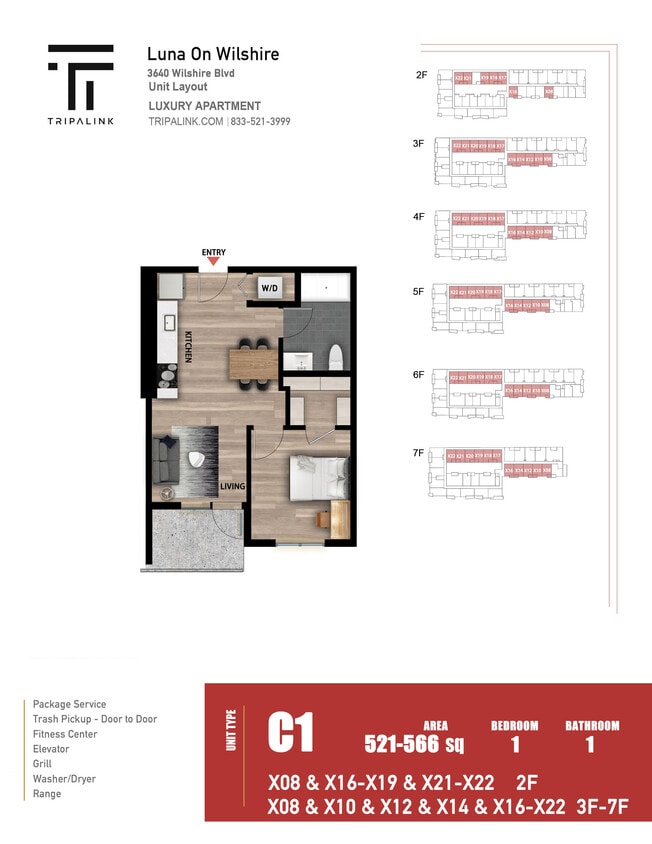 Floor Plan - 1 Bed 1 Bath - 531 sqft
