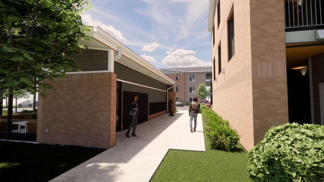 Rendering of exterior - Commonwealth Court Apartments