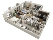 Floor plans are artist’s rendering. All dimensions are approximate. Actual product and specifications may vary in dimension or detail. Not all features are available in every apartment. Prices and availability are subject to change.