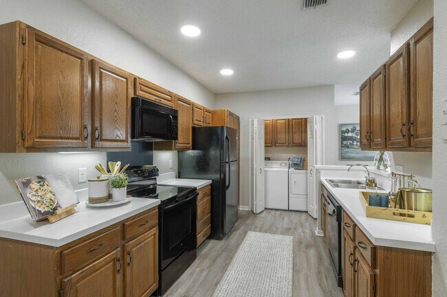 Kitchen with solid oak cabinetry and ample counter space