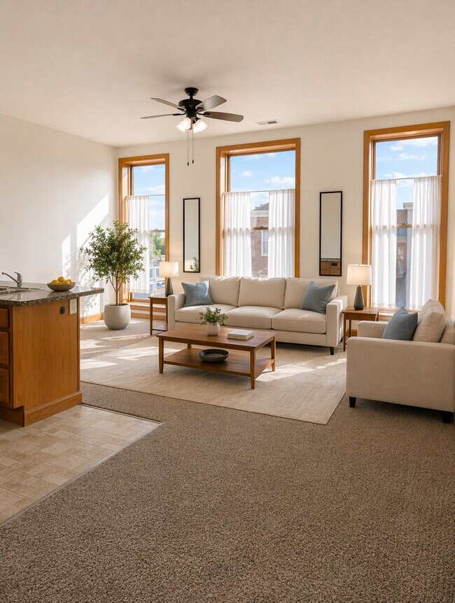 Living Room Windows Overlooking Elkhart - 121-123 S Main St