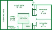 2BR/1BA