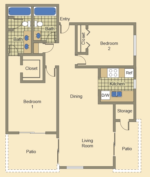 2BR/2BA - 2 Bed 2 Bath A