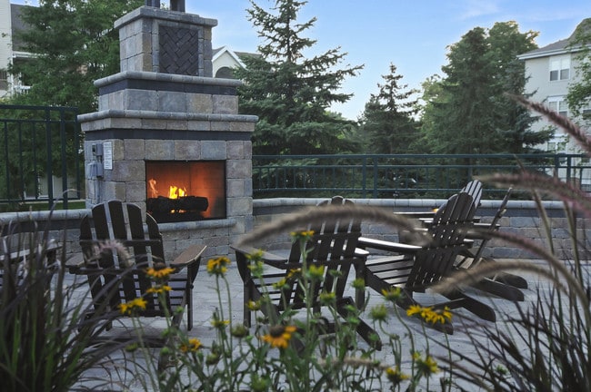 Poolside Fireplace - Yorktown Estates Apartments