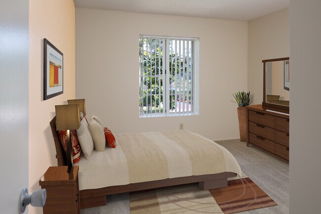 Bedroom with carpet