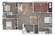 Three Bedroom Two Bath Floor Plan