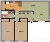 980 sq ft 2 bedroom