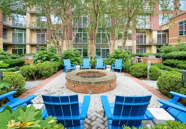 Courtyard with fireside seating and grilling areas