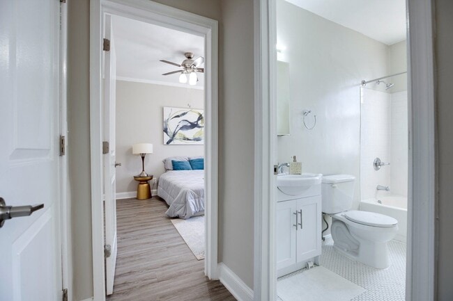 Kew Gardens One Bedroom Apartment Bedroom and Bathroom