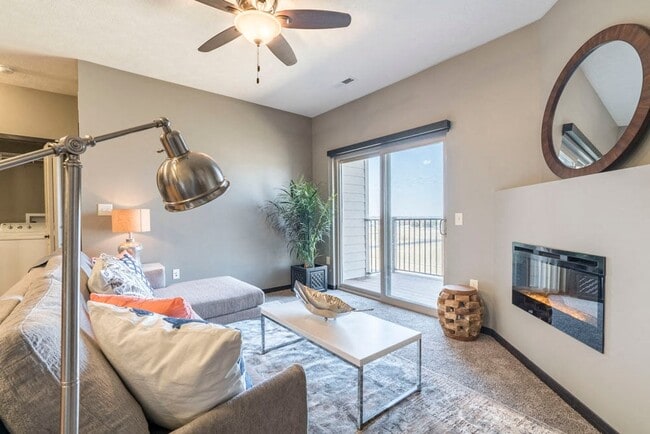 Our modern fireplaces add a touch of elegance and warmth. - The Flats at 84