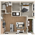 The Patent 1C - 1br, 1ba Floorplan