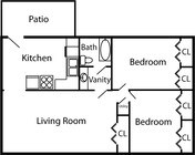 2BR/1BA