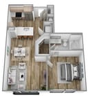 D | 1 dormitorio | 1 baño (plano de planta) Sagewell Hanover