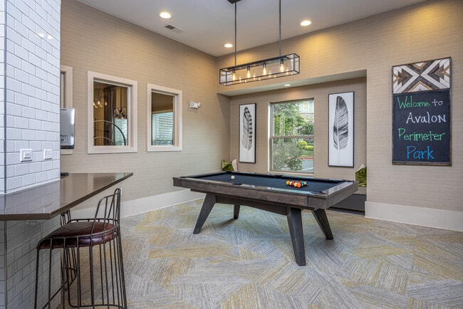 Lounge with billiards and work-from-home spaces