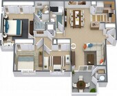 3 Bed 2 Bath Renovated floor plan The Harlow