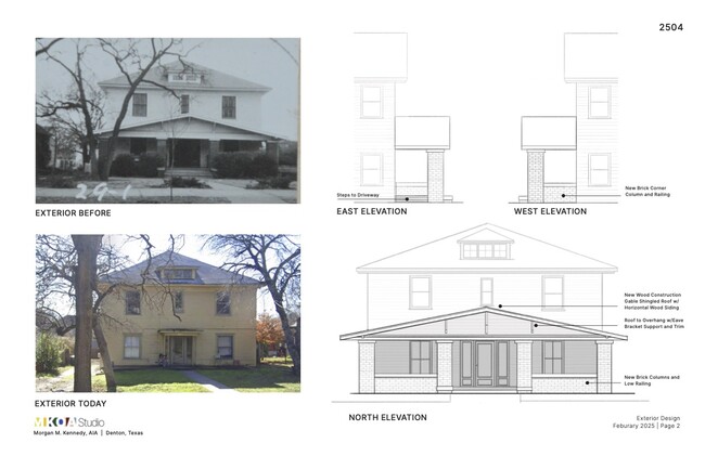 Elevations of proposed porch, which Care Block will reconstruct in April 2025. - 615 W Oak St Apartamentos