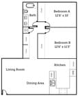2 Bedroom, 1 Bathroom (Individual Lease Program)