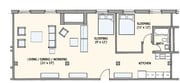 One bedroom loft floorplan
