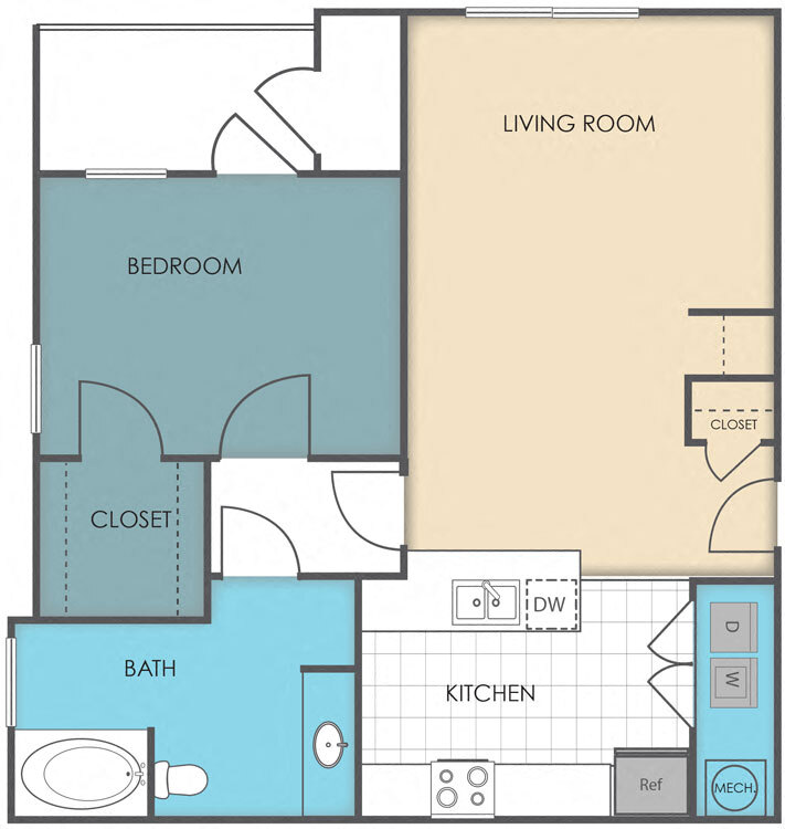 Floor Plan - 1 Bed 1 Bath