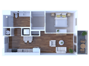 1 Bed/1 bath 611 sq. ft.