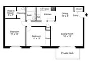 2 BR 1 BA - 913 SF