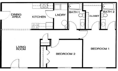 Floor Plan - 2 Bed 2 Bath