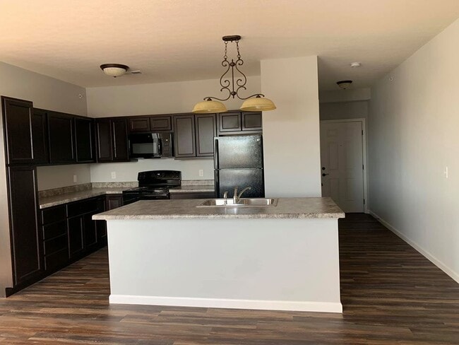 One of our 900sqft 1 bedroom open kitchen layouts