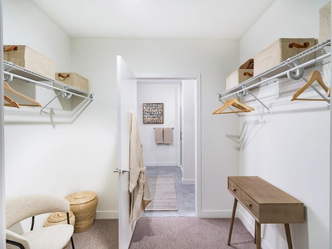 Spacious closets with built-in storage and room to keep everything organized.