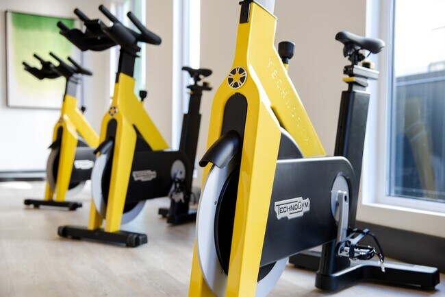 Pedalea hacia tus objetivos en un estudio de spinning vibrante y lleno de energía.