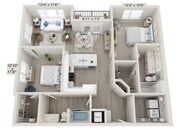 B2 - 2 bed 2 bath - 1162 sq. ft.