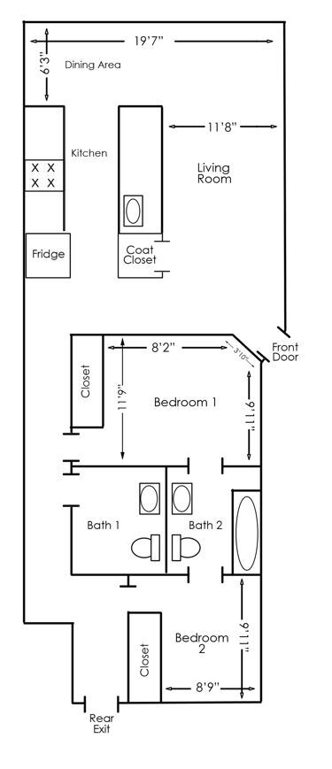 713 S Claremont, Apt Garden - Plano de planta