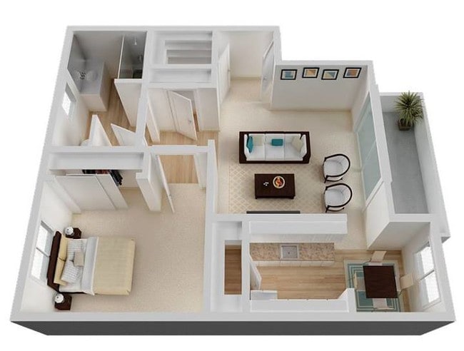 1 bedroom, 1 bathroom