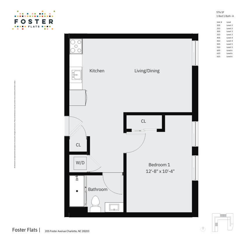 1 BED 1 BATH - A | 576 SF - 1 Bed 1 Bath - A