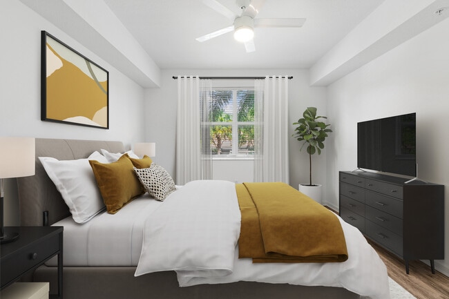 Bedroom with hard-surface vinyl plank flooring