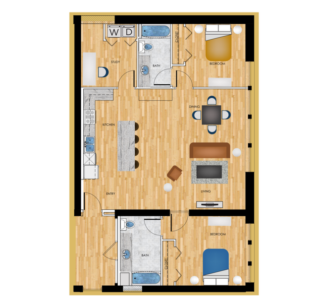 Phase Two 2-Bedroom 1192-Sqft Floorplan G