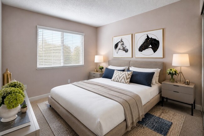 Step into elegance with this beautifully designed bedroom at Hidden Cove. Featuring serene colors and inviting artwork, it’s perfect for relaxation and comfort. Don’t miss the chance to make this your new retreat—schedule a tour today!