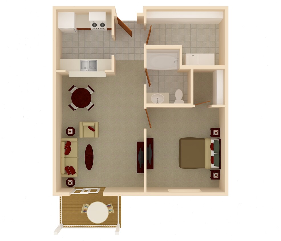 Floor Plan - Partially Renovated - 1 Bedroom 1 Bathroom