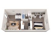 Explore this efficiently designed one-bedroom apartment with an open and inviting living space.