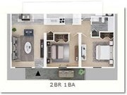 2 bed 1 bath f