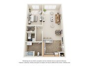 Ashley | 1 dormitorio, 1 baño | 834 pies cuadrados | Apartamentos Morgan Ridge en Winston-Salem