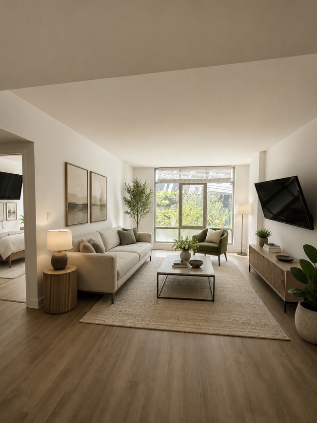 AI Staged Living Room - 425 W Beech St Unit 208