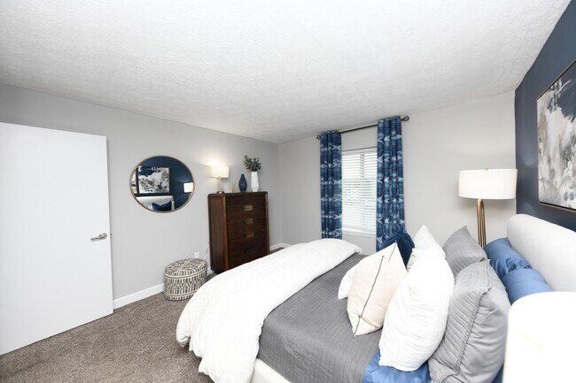 Cozy bedroom with carpet