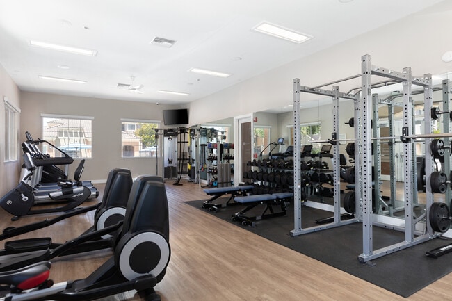 State-of-the-art fitness center with cardio equipment, strength equipment, and free weights