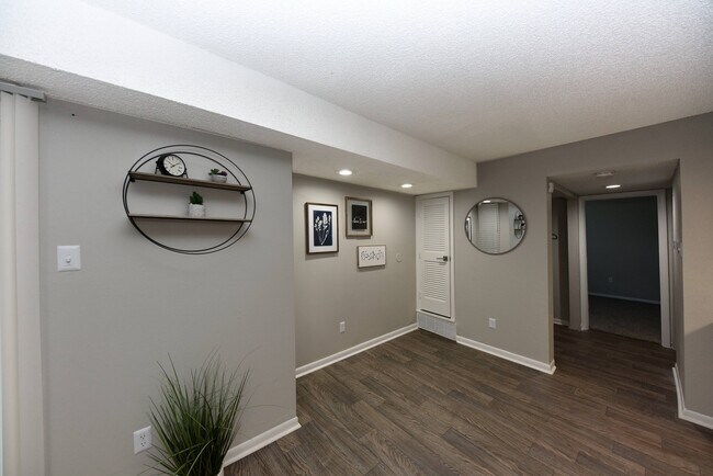 Living Room with Hardwood Style Flooring