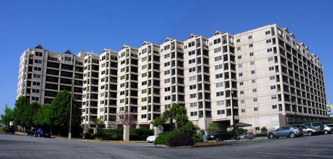 Looking up from adjacent parking lot - The Harbours Condominiums