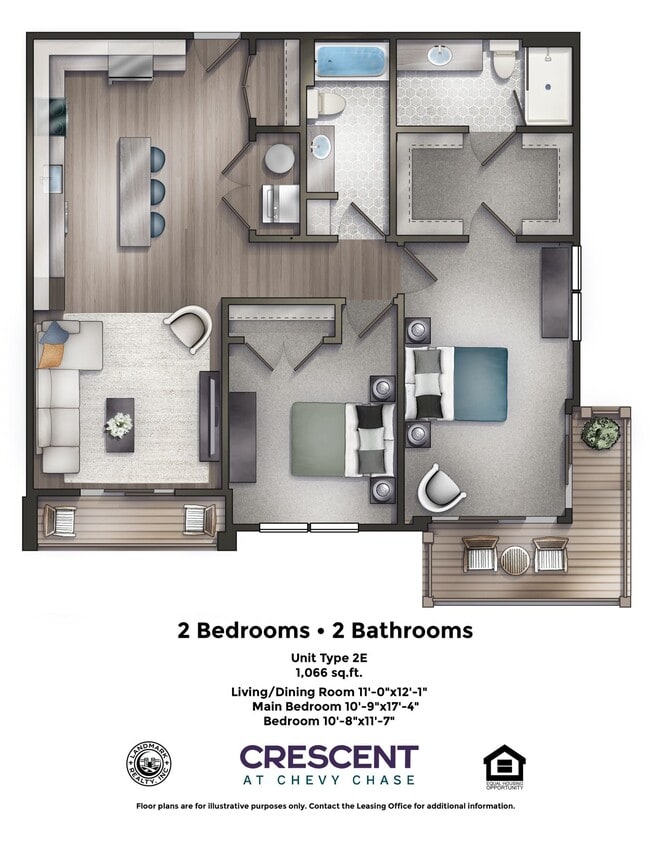Floor Plan - 2 Bedroom-2 Bathroom Top Floor Front Corner Apt...