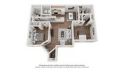 A 3D floor plan rendering of The Cactus floor plan.