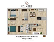 Three Bedroom Two Bathroom Floor Plan
