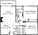 2BR/1BA